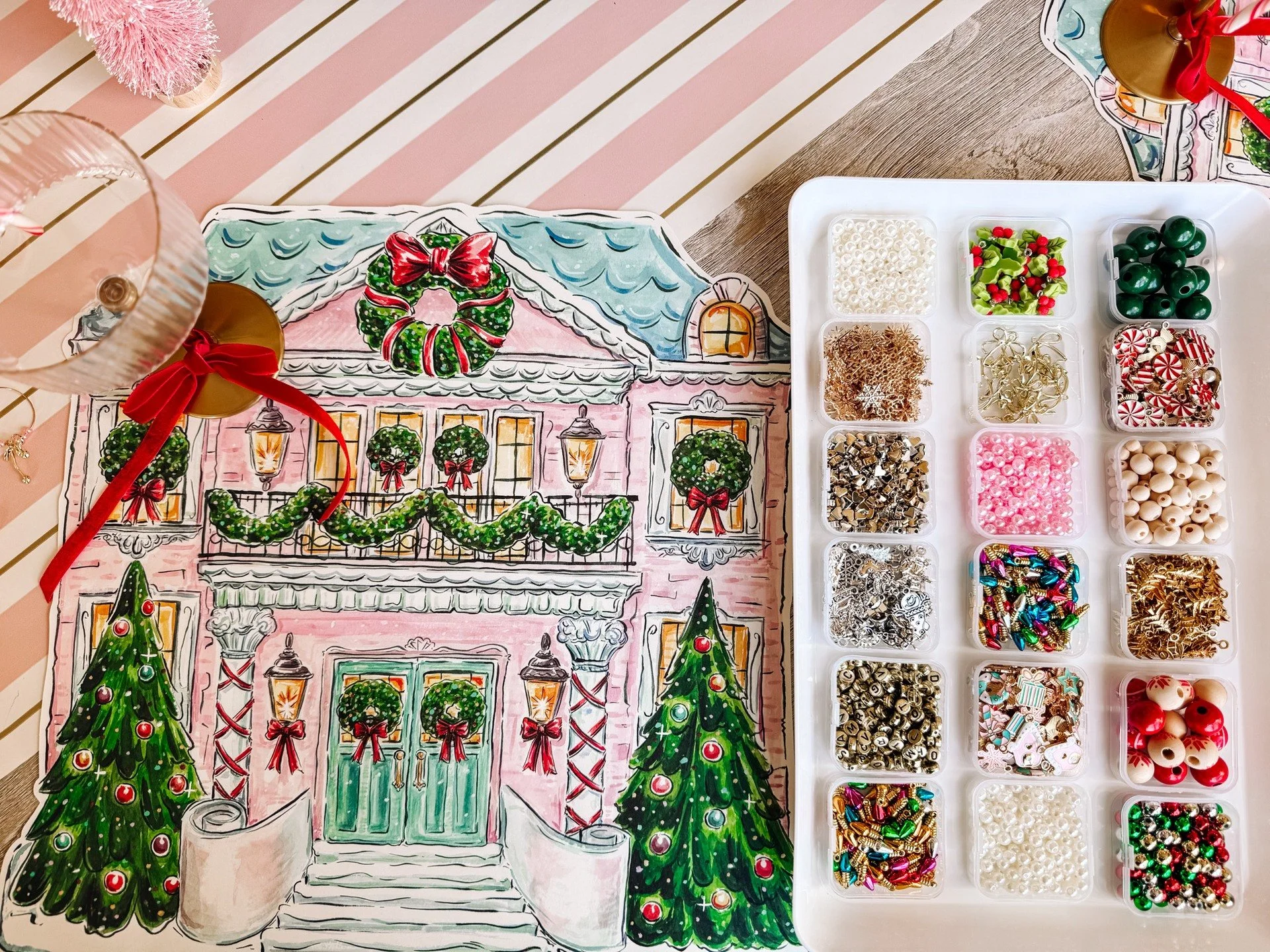 " A Tini Bit Merry" Party Kits Available now! DIY wine charm craft kits are the perfect way to celebrate the holidays ! Includes the cutest table decor and all the craft supplies!