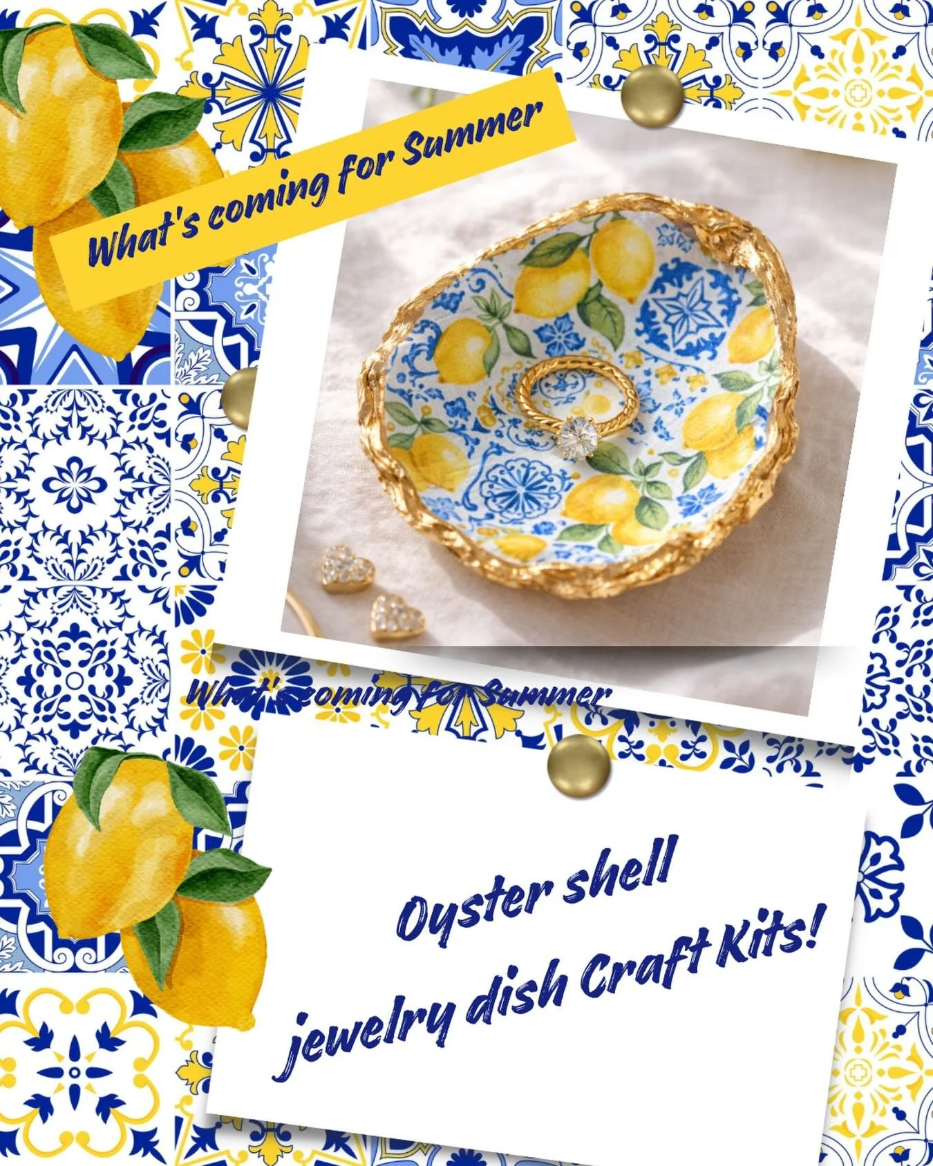 🍋Fresh New Craft Kits coming in June!!! Oyster Shell jewelry dishes!!! 🦪