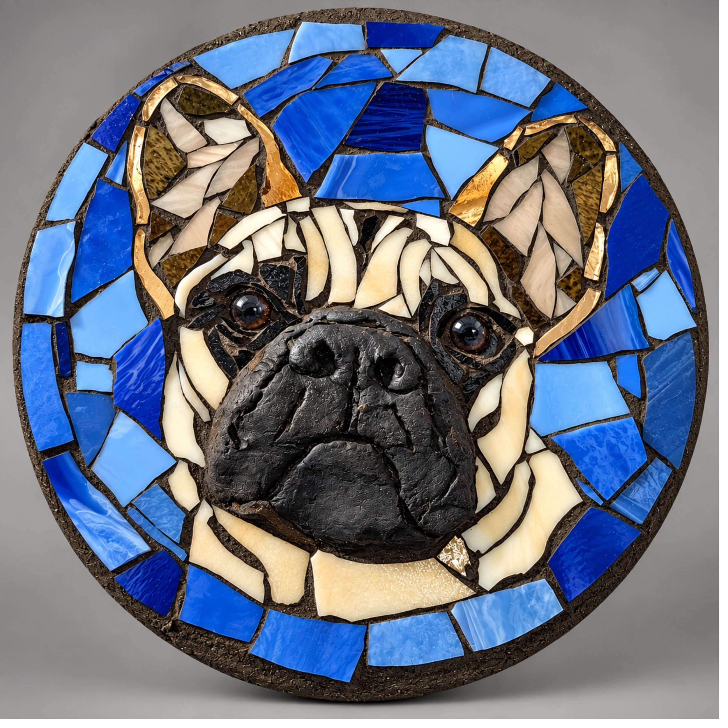 Tan Frenchie – 8" Indoor/Outdoor Mosaic Wall Art