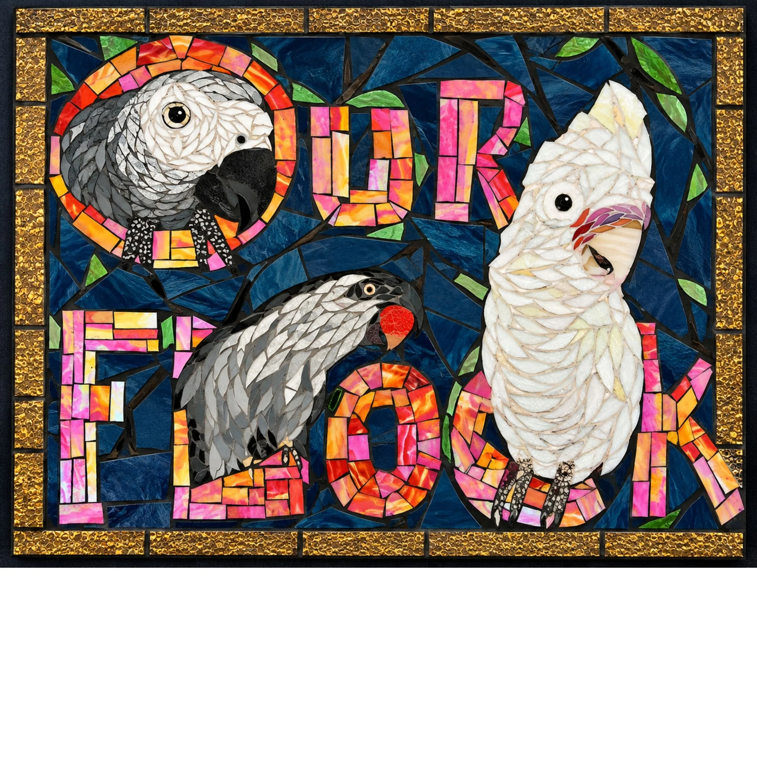 Our Flock - Mosaic bird's room sign 16 x 20"