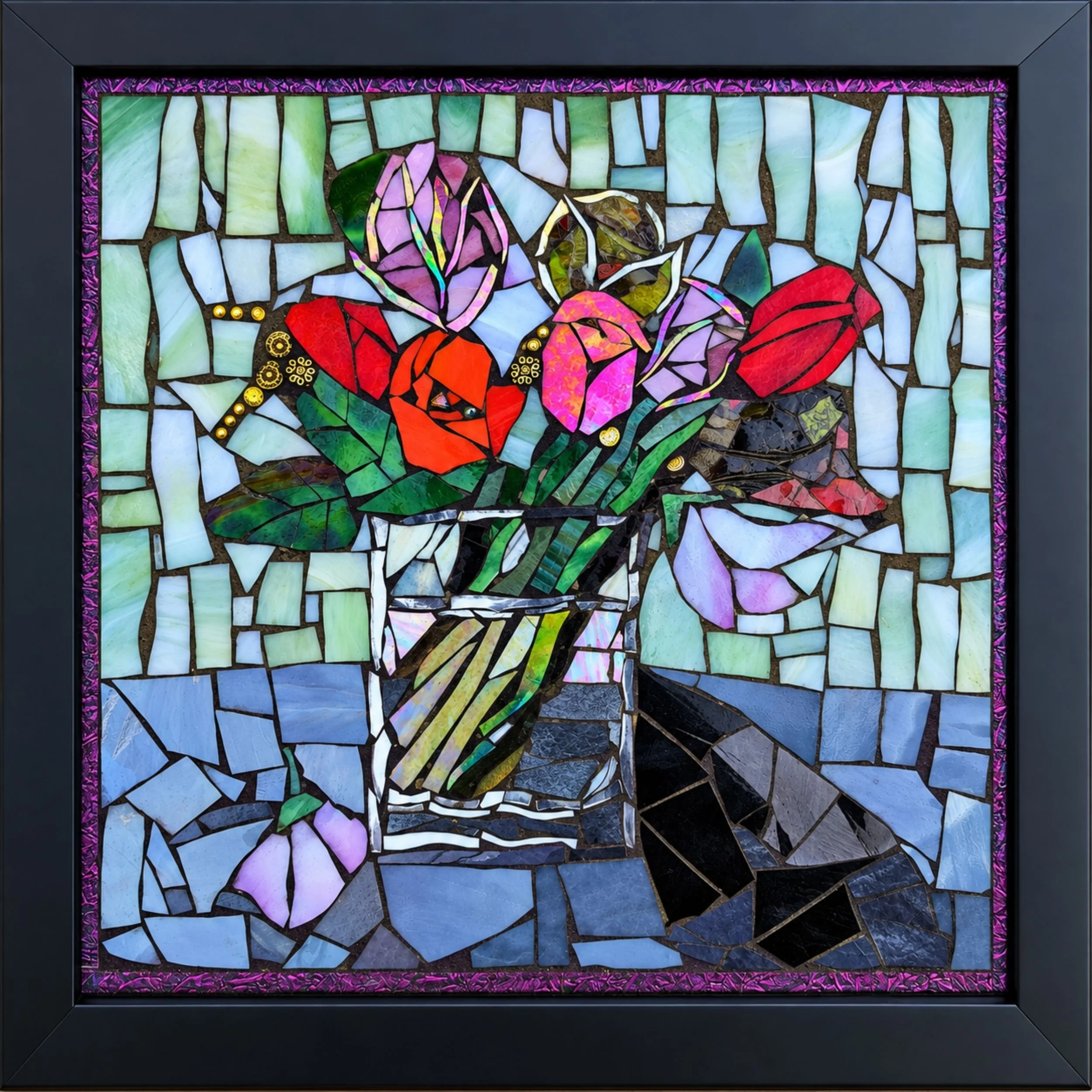 Flowers That Never Die, mosaic still life