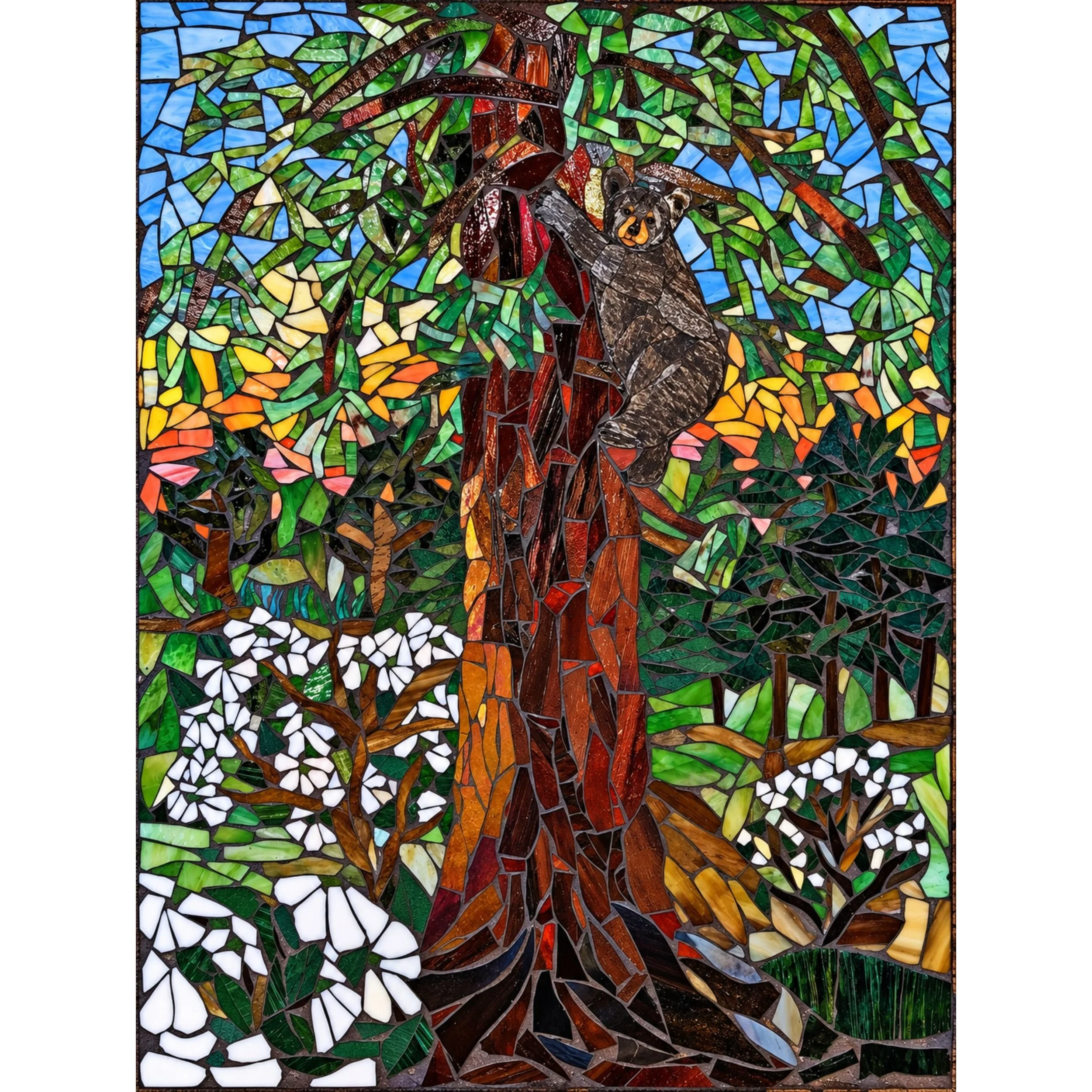 In the Foothills
Two-sided mosaic created for a Northern California foothills cabin. -Side A