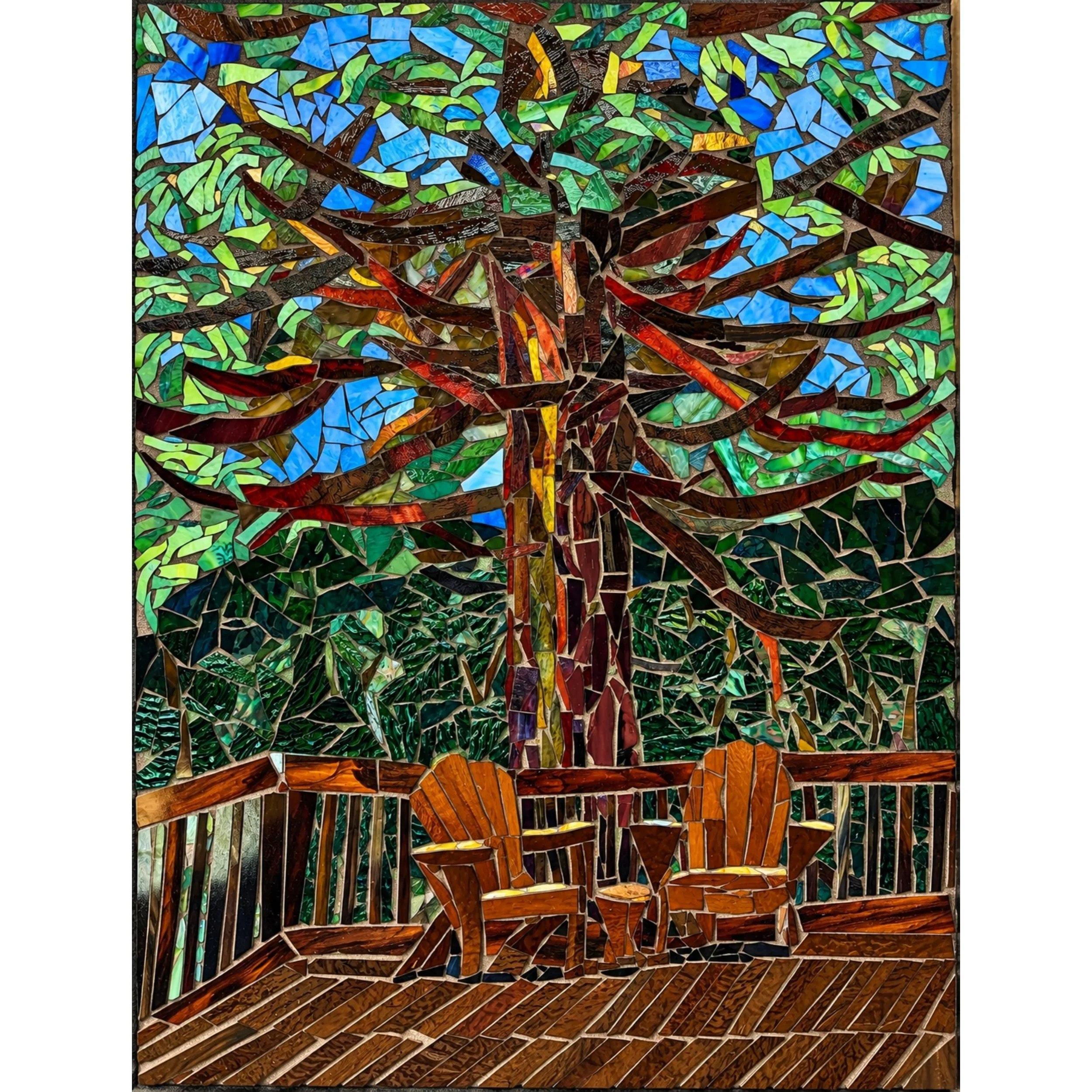 In the Foothills
Two-sided mosaic created for a Northern California foothills cabin. Side B