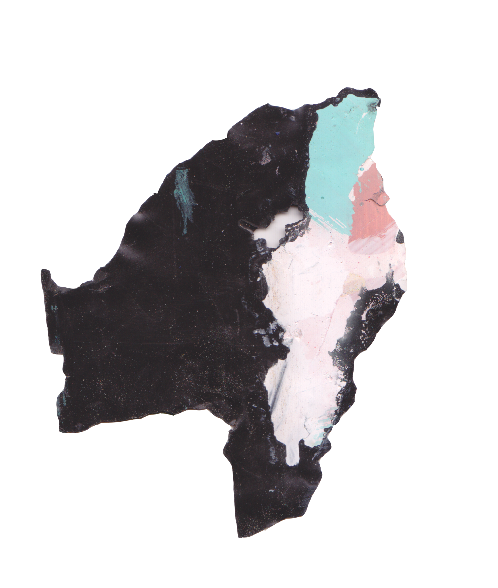 Contrassegno di striscie di colori pastello su sfondo nero in forma di Tasmania.