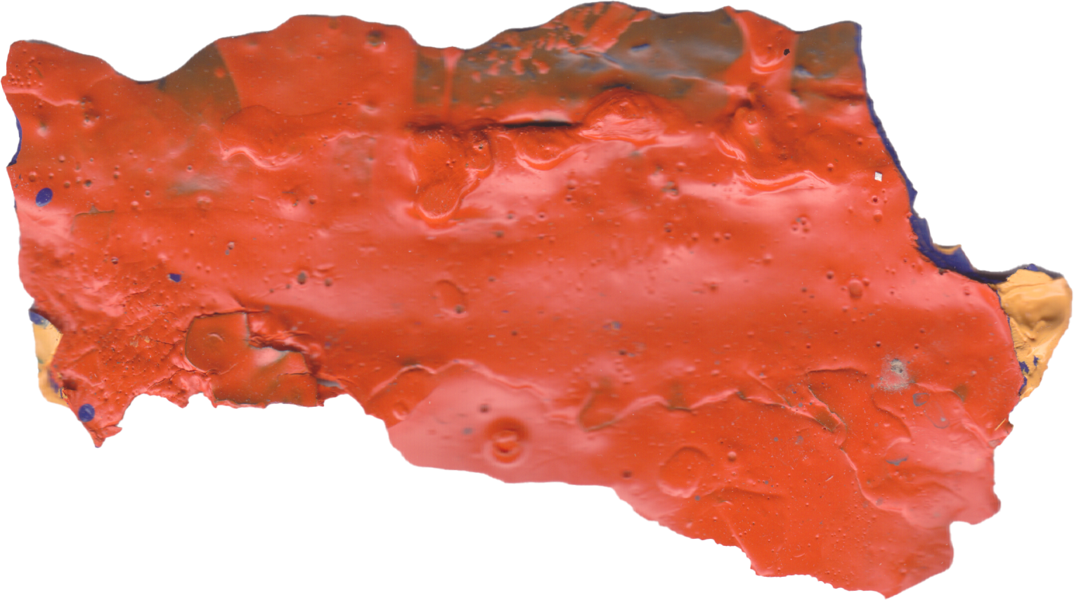 Frammento di vernice colorata sedimentata e scansionato
