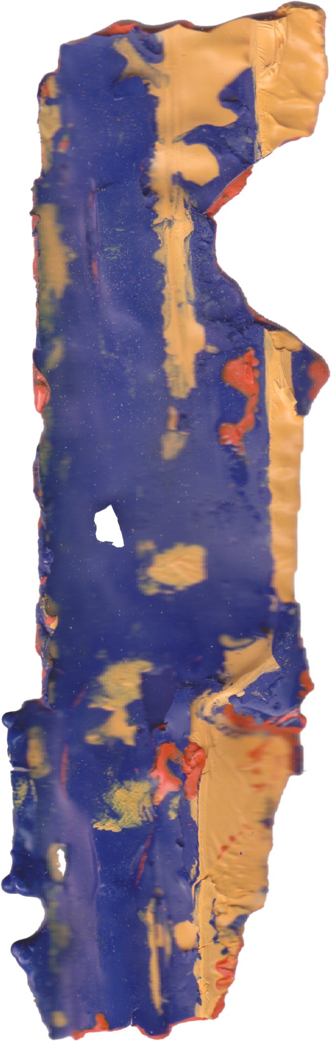 Frammento di vernice colorata sedimentata e scansionato