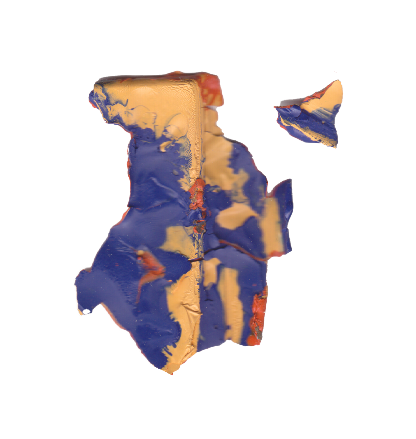 Frammento di vernice colorata sedimentata e scansionato