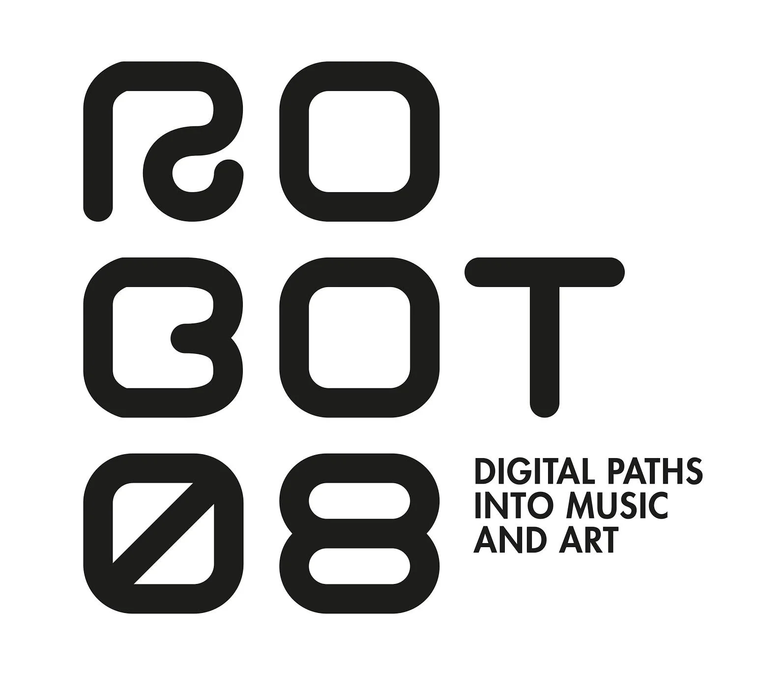 Testo in italiano e inglese: 'Digital Paths into Music and Art' che evidenzia come le strade digitali influiscano sulla musica e l'arte.