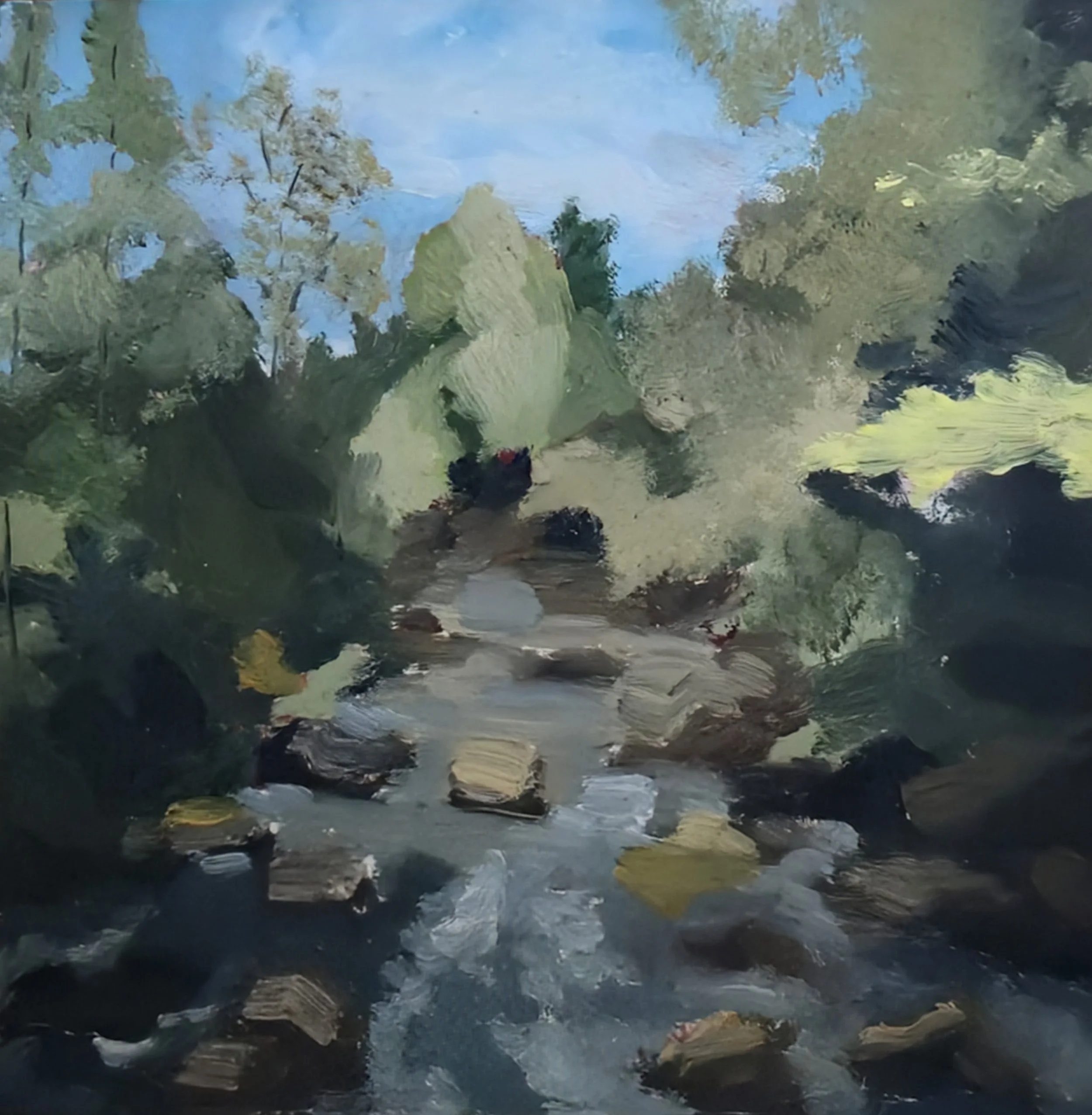 "Plein Air no.1"
Oil on 8" x 8" Gesso Board