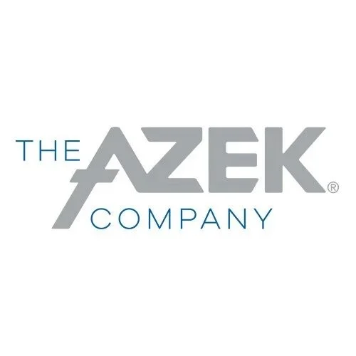 Logotype of The Azek Company with the brand name in stylized gray and blue text.