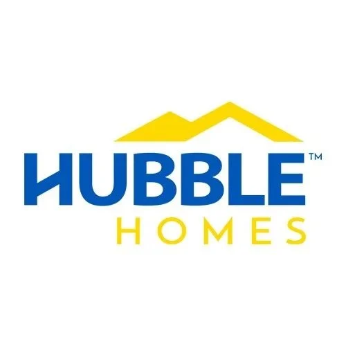 Hubble Homes logo with stylized yellow roof above the company name in blue and yellow text.