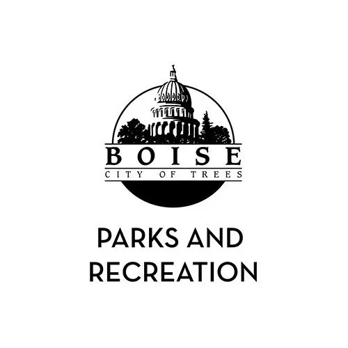 Boise City of Trees Parks and Recreation logo with an illustration of the Idaho State Capitol building above the text.