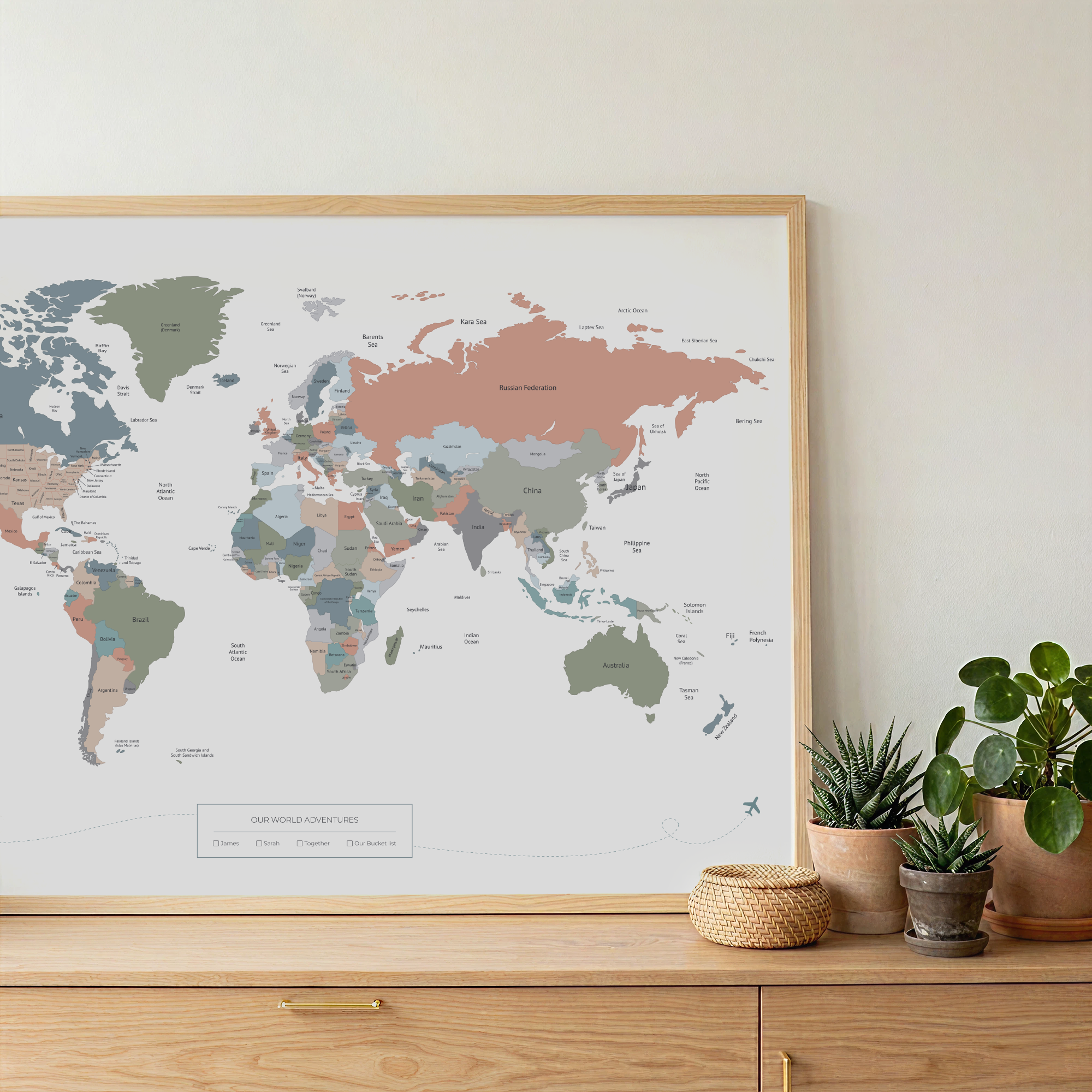 Personalised Pastel Pin World Map