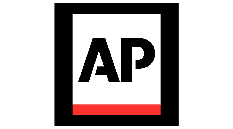 AP logo with black border, white background, and red stripe at bottom