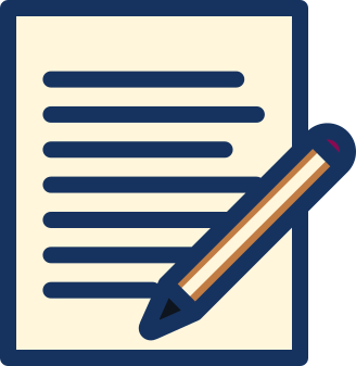 A simplified image of a piece of paper and pencil.