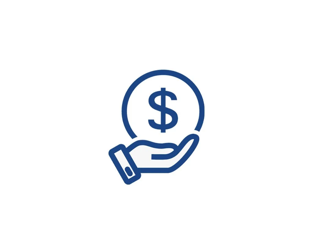 Icon of a hand holding a coin with a dollar sign.
