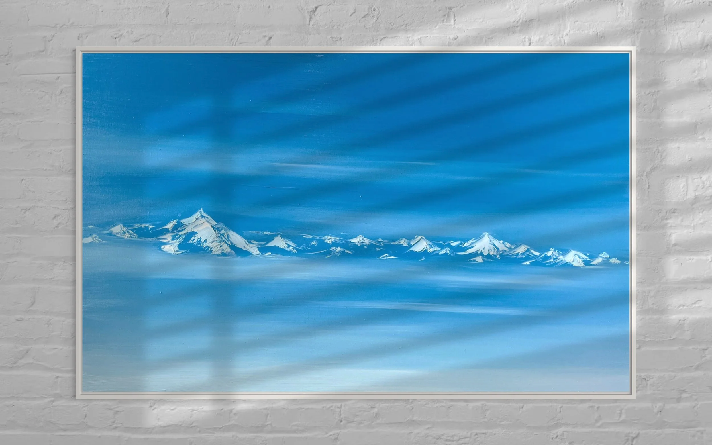 impressionist mountain paintings of the Himalayas in Blue