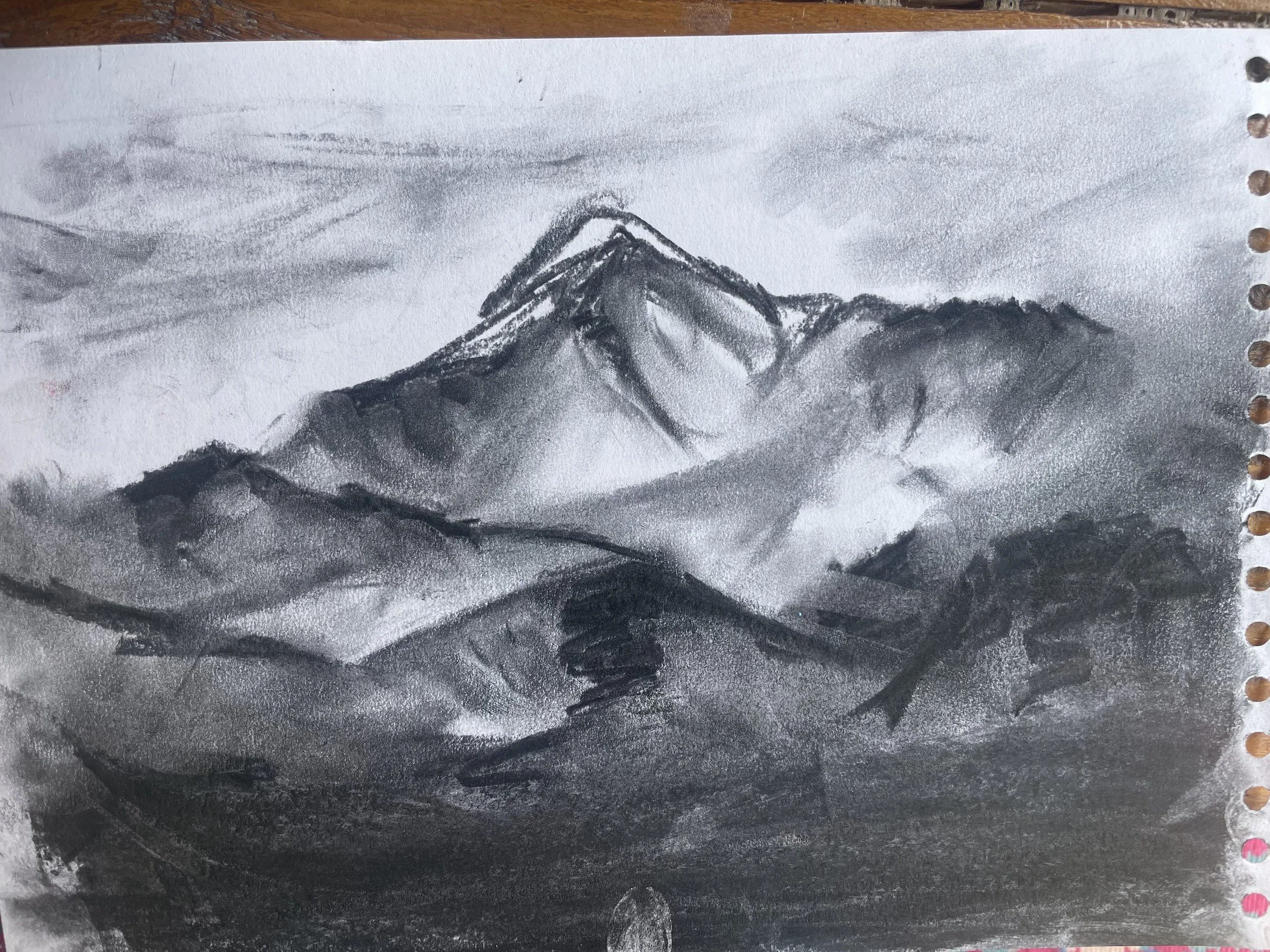 Charcoal sketch of Mount Kazbek