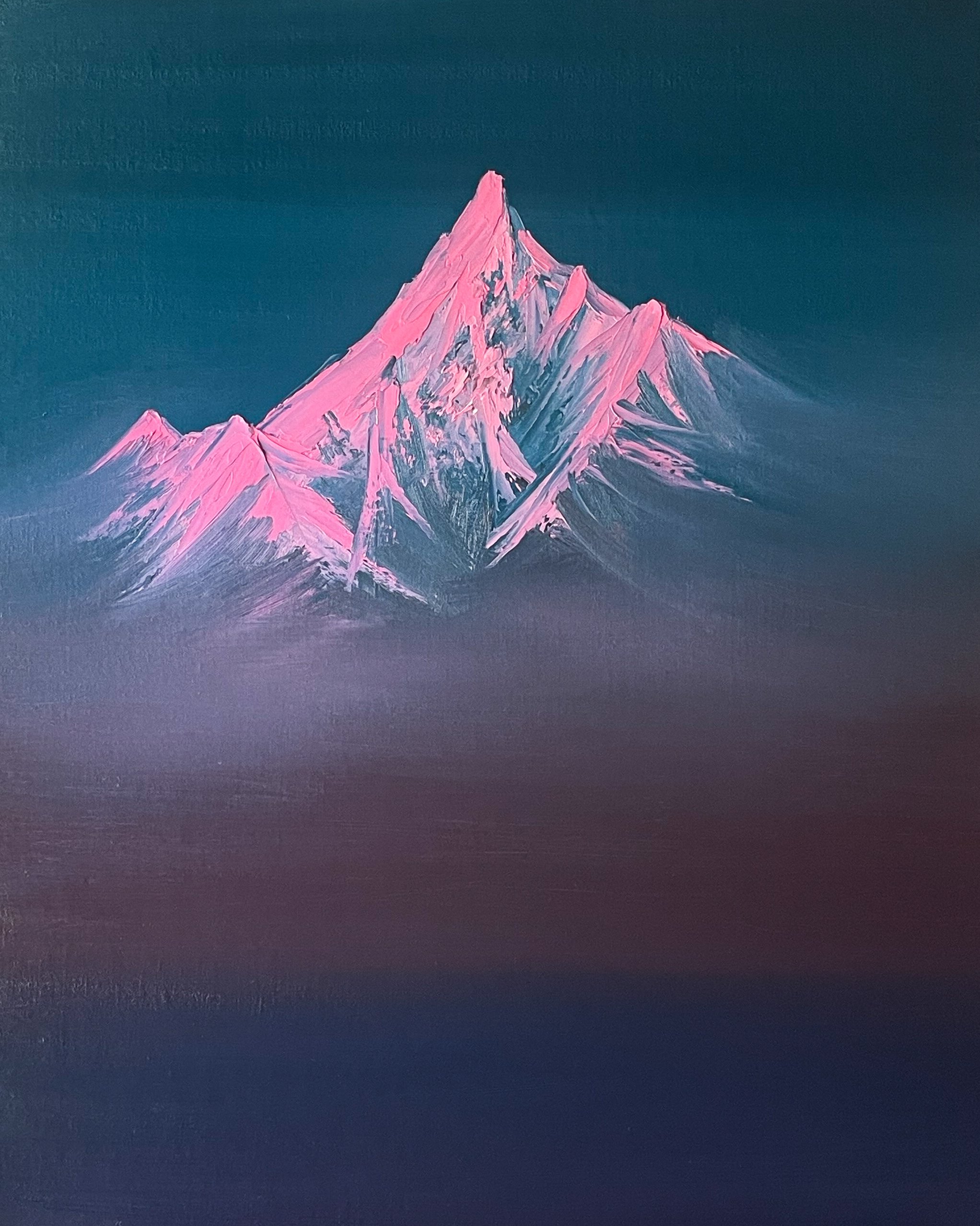 Contemporary mountain art inspired by Mount Everest – original painting by Cat Goward