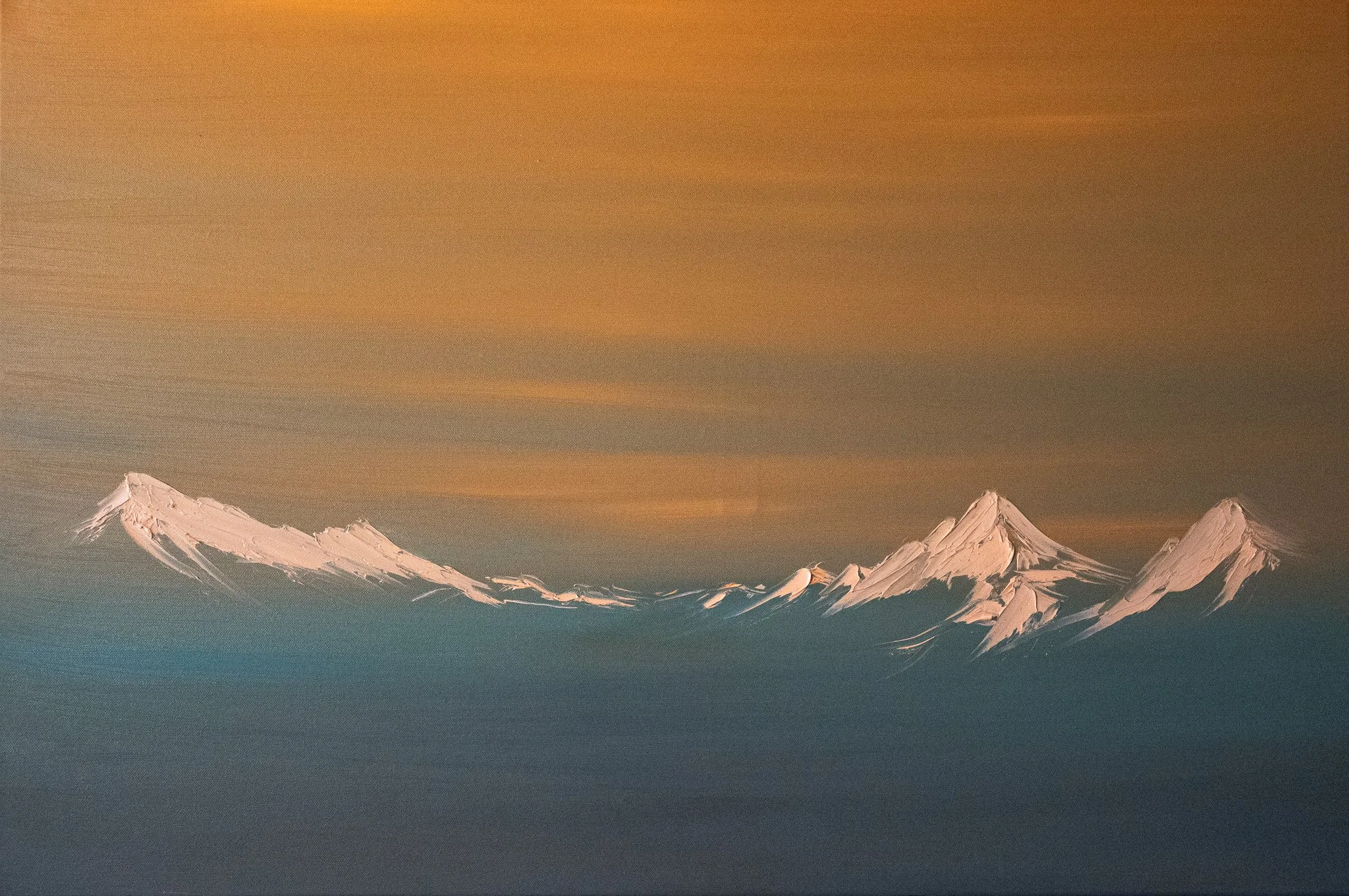 Valley in Afterglow an abstract mountain painting by Cat Goward