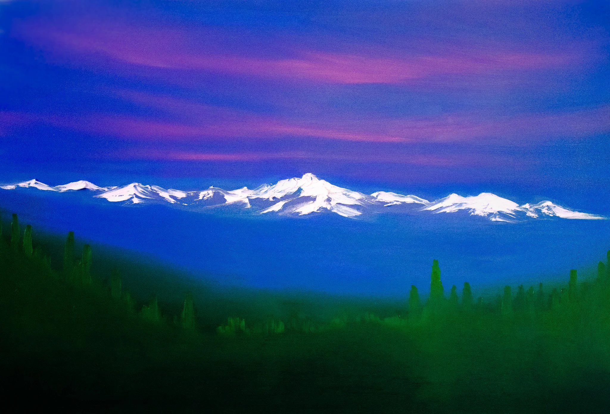 Impressionist painting of the Cascade Mountains by Cat Goward