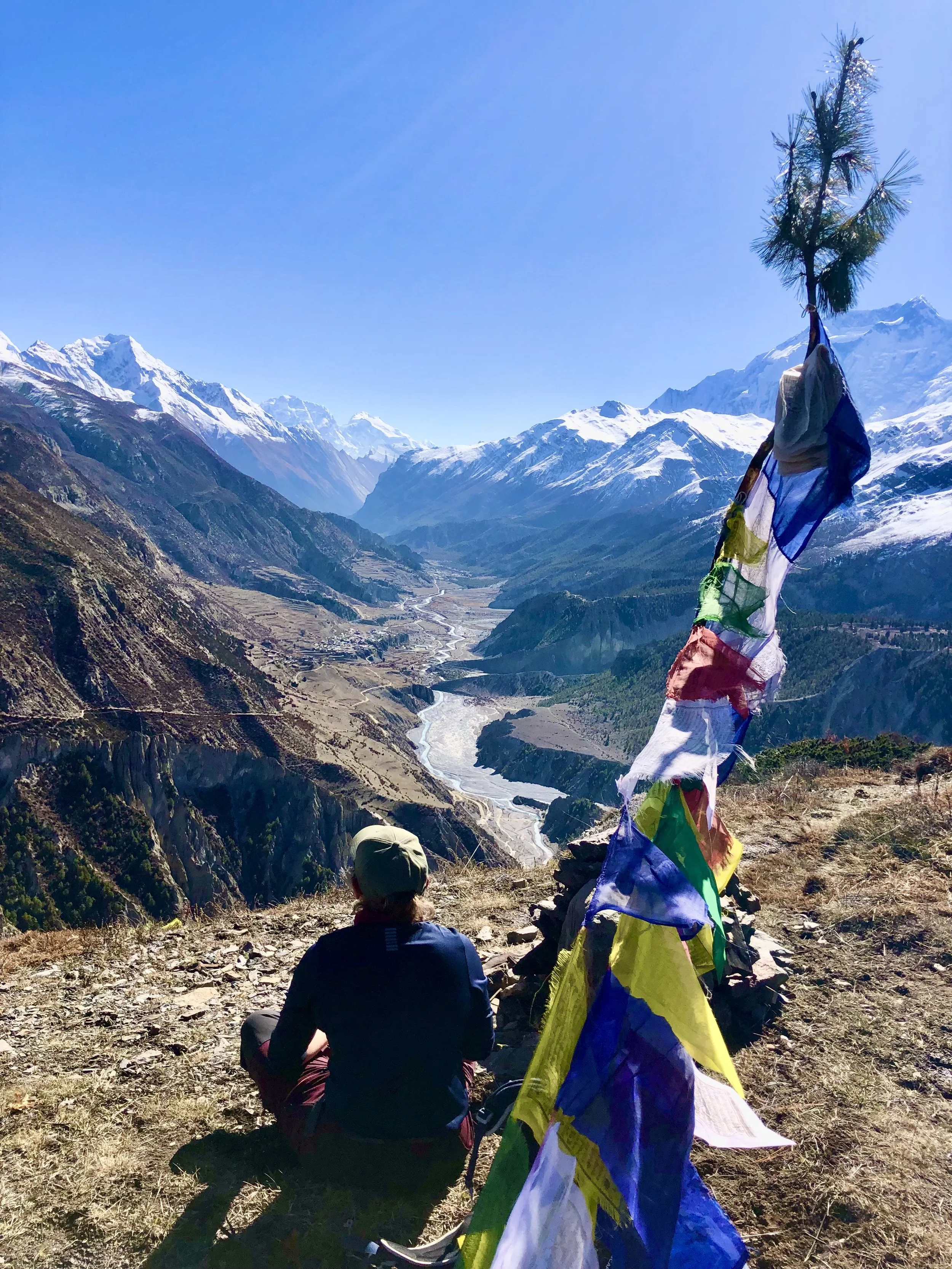 Artist Cat Goward admiring the view on the Annapurna Circuit Trek