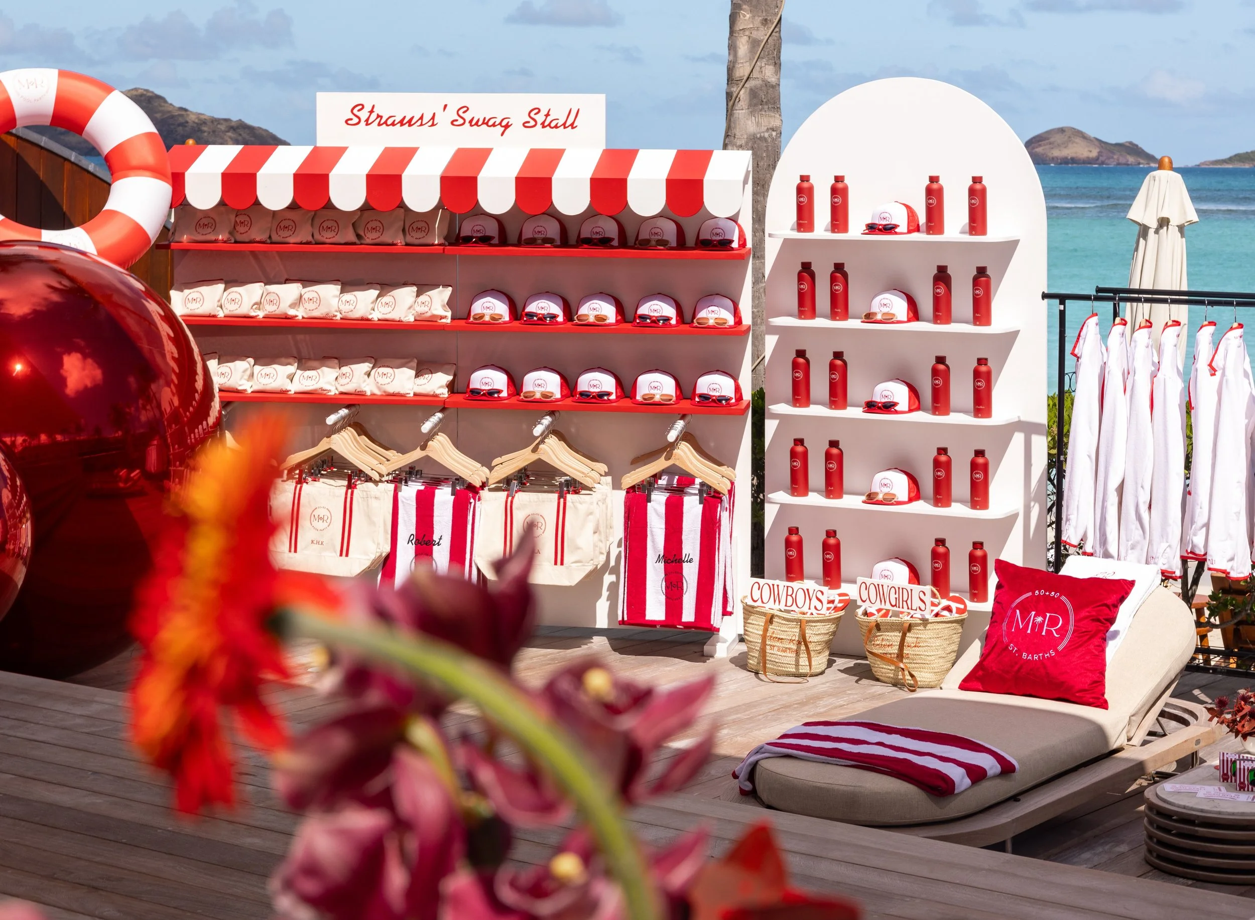 Pool party goodies display at the iconic Rockstar Villa - Eden Rock St Barths