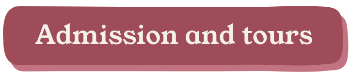 Sign with maroon background and white text that reads 'Admission and tours'.