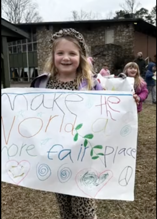 Peaceful protest practice for the elementary students