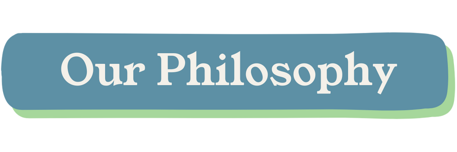 Text that reads 'Our Philosophy' on a blue and green background.