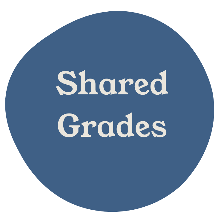 Blue circle with white text reading 'Shared Grades'.