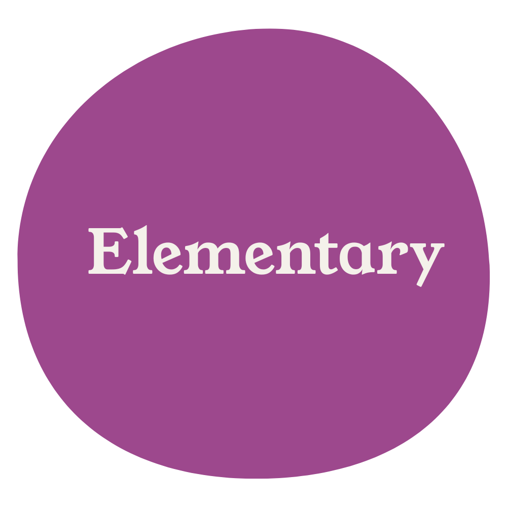 Purple circle with the word 'Elementary' in white centered text.