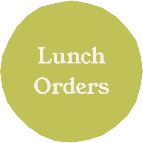 Green circular icon with white text that reads 'Lunch Orders'.