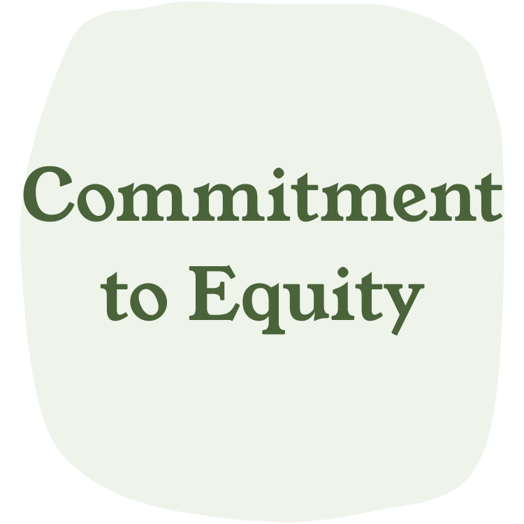 A graphic with the text 'Commitment to Equity' in green, on a light background.