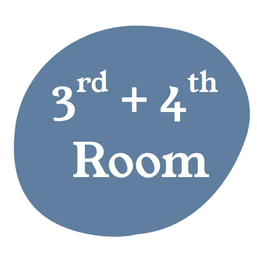 A circular graphic with the text '3rd + 4th Room' written inside.