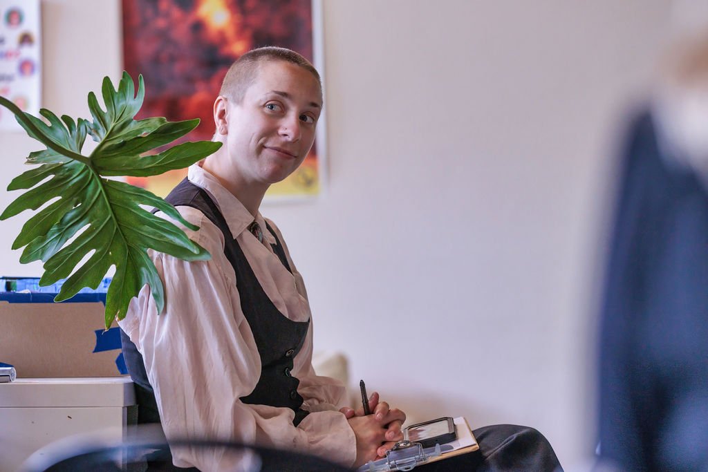 a high schooler smiling