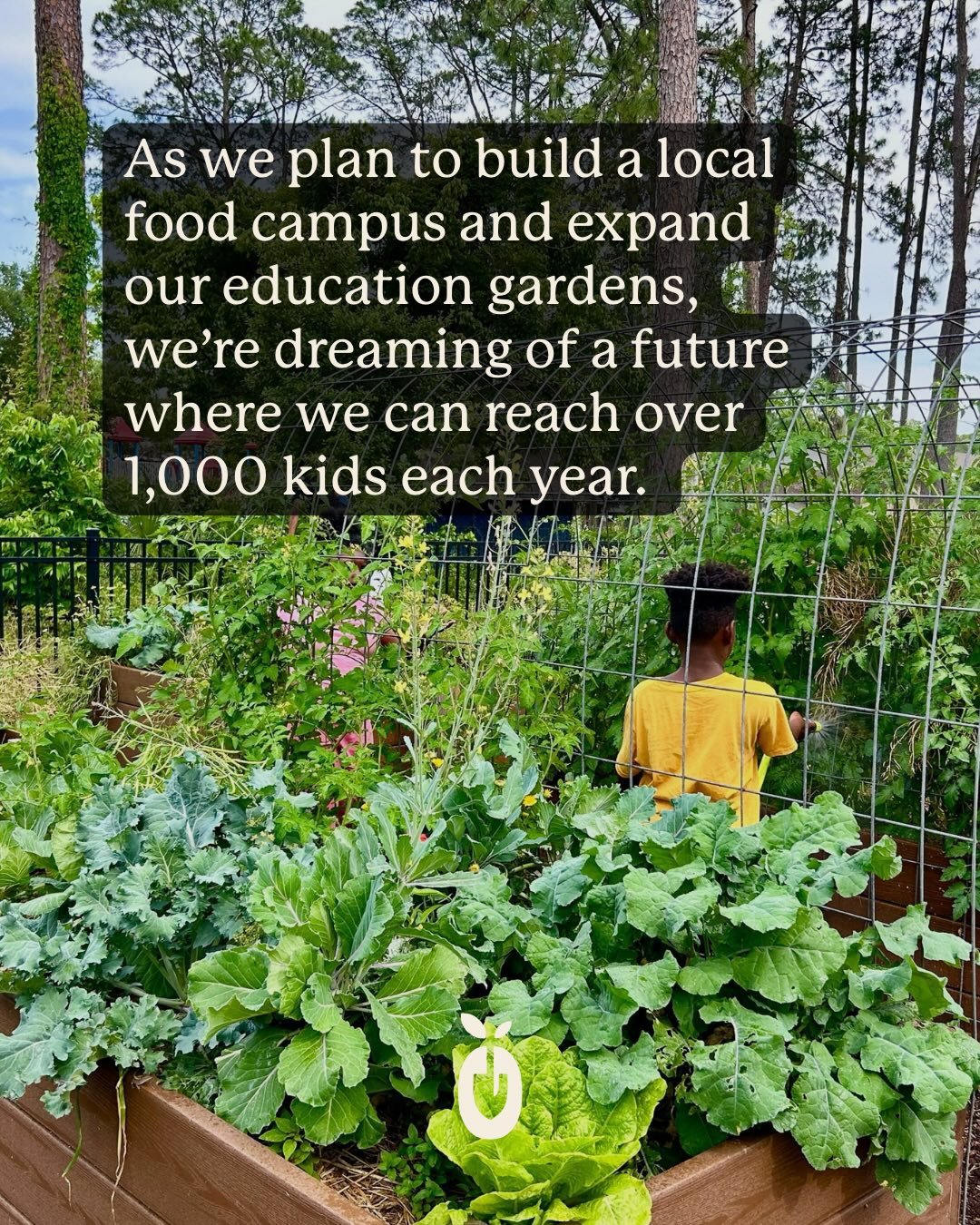 As we plan to build a local food campus and expand our education gardens, we&rsquo;re dreaming of a future where we can reach over 1,000 kids each year. 

🌱 With this land, we will expand summer camps, offering 4-week interactive camps for students 
