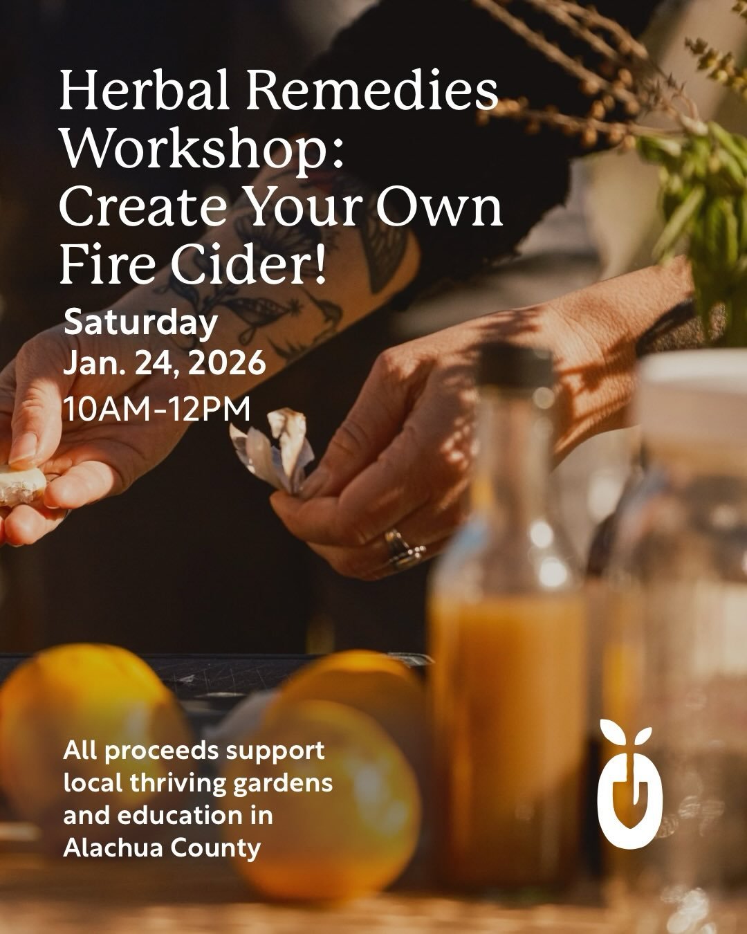 Join us for a hands-on workshop on Saturday, Jan. 24! Explore the art of crafting fire cider, an invigorating herbal tonic. Leading this workshop is beloved herbalist, LeAnn Averell, owner of @a_thousand_leaves_herbshop A Thousand Leaves Herb Shop in