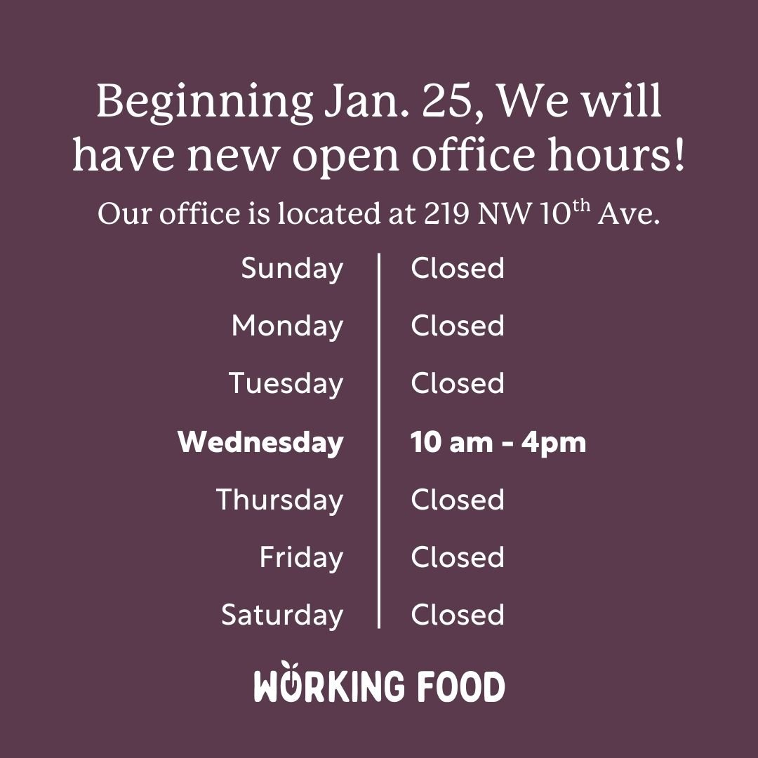 Beginning Jan. 25, We will have new open office hours! Our new hours will be Wednesdays, 10am-4pm. We will no longer be open on Tuesdays or Thursdays.
 
Local seed orders can be picked up on Wednesdays, between 10 a.m. through 4 p.m. 

If you need to
