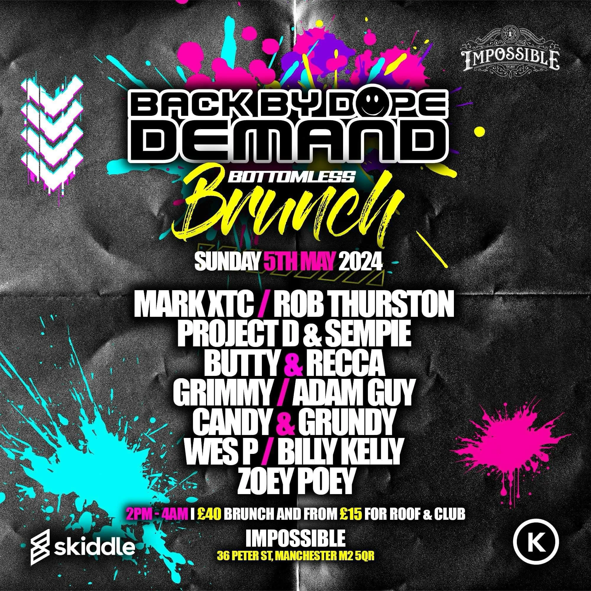 @bbdduk return to kable with a huge day to night party in @brickhouse.social and the club! Tickets are on sale now for part 1 'The Brunch' @impossible_mcr and part two right here NOW!