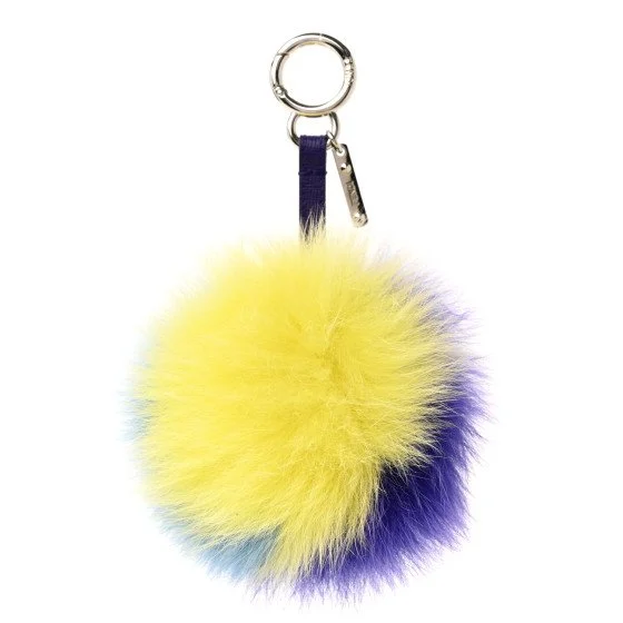 Charm Fendi a pompon in pelliccia gialla e viola