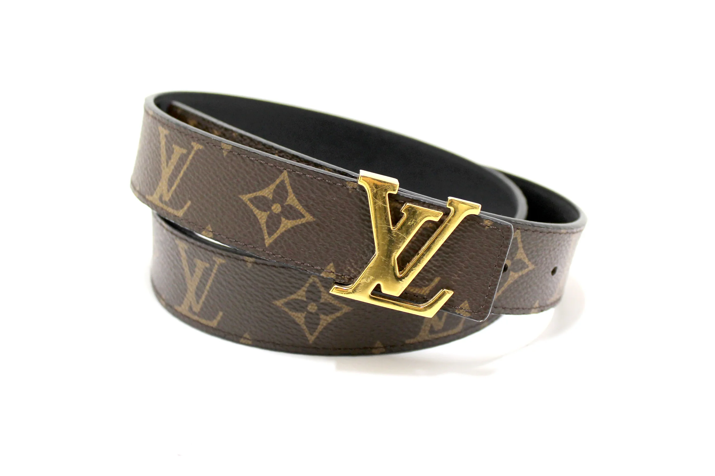 Cintura Louis Vuitton in tela monogram con fibbia LV dorata