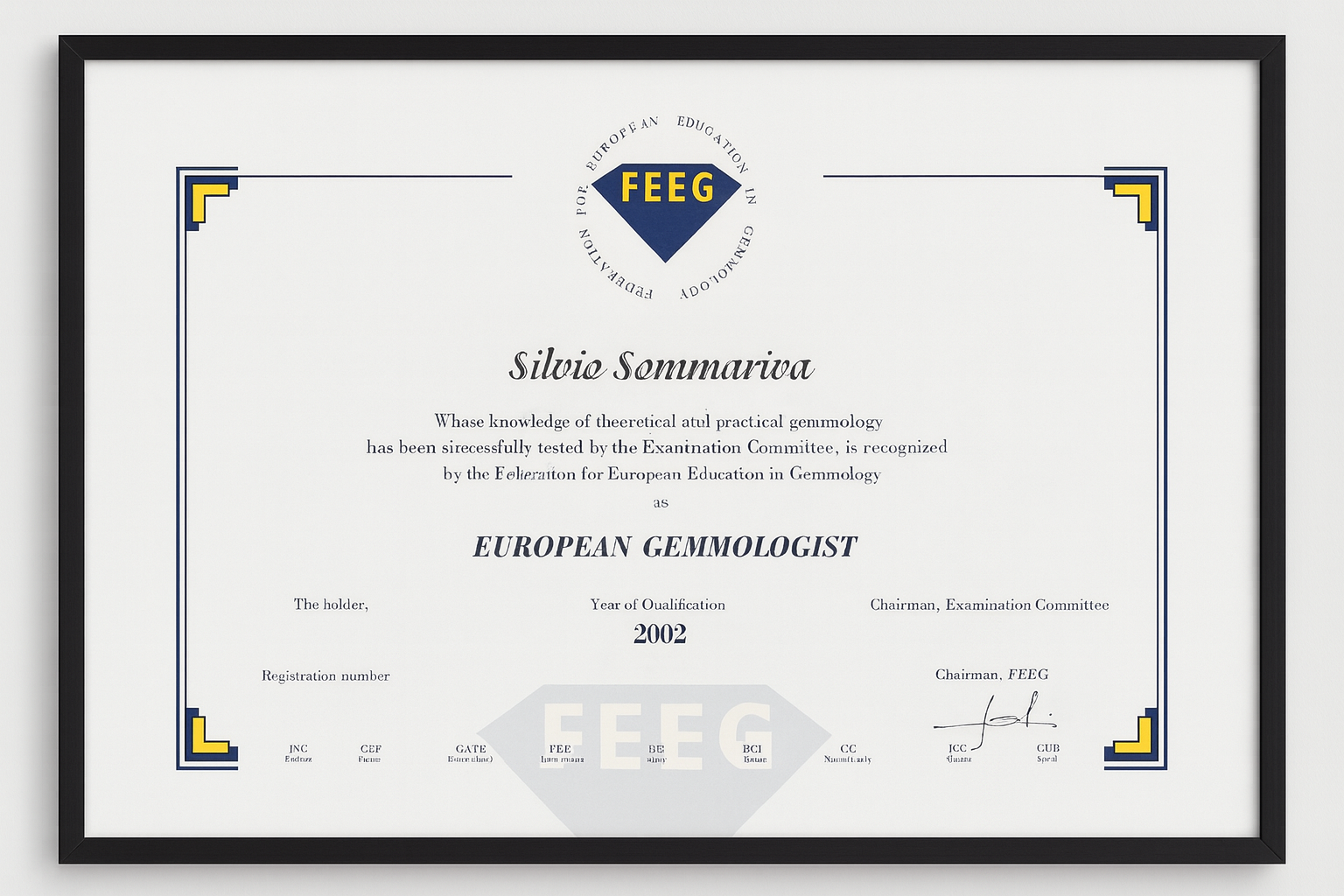 Diploma di gemmologo europeo FEEG
