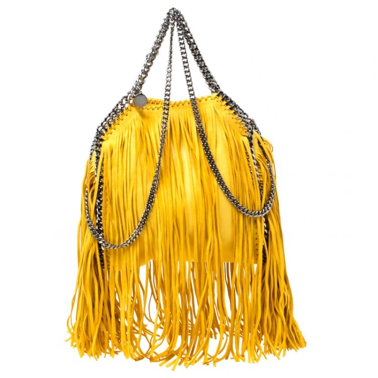 Borsa Stella McCartney con frange gialle e catena
