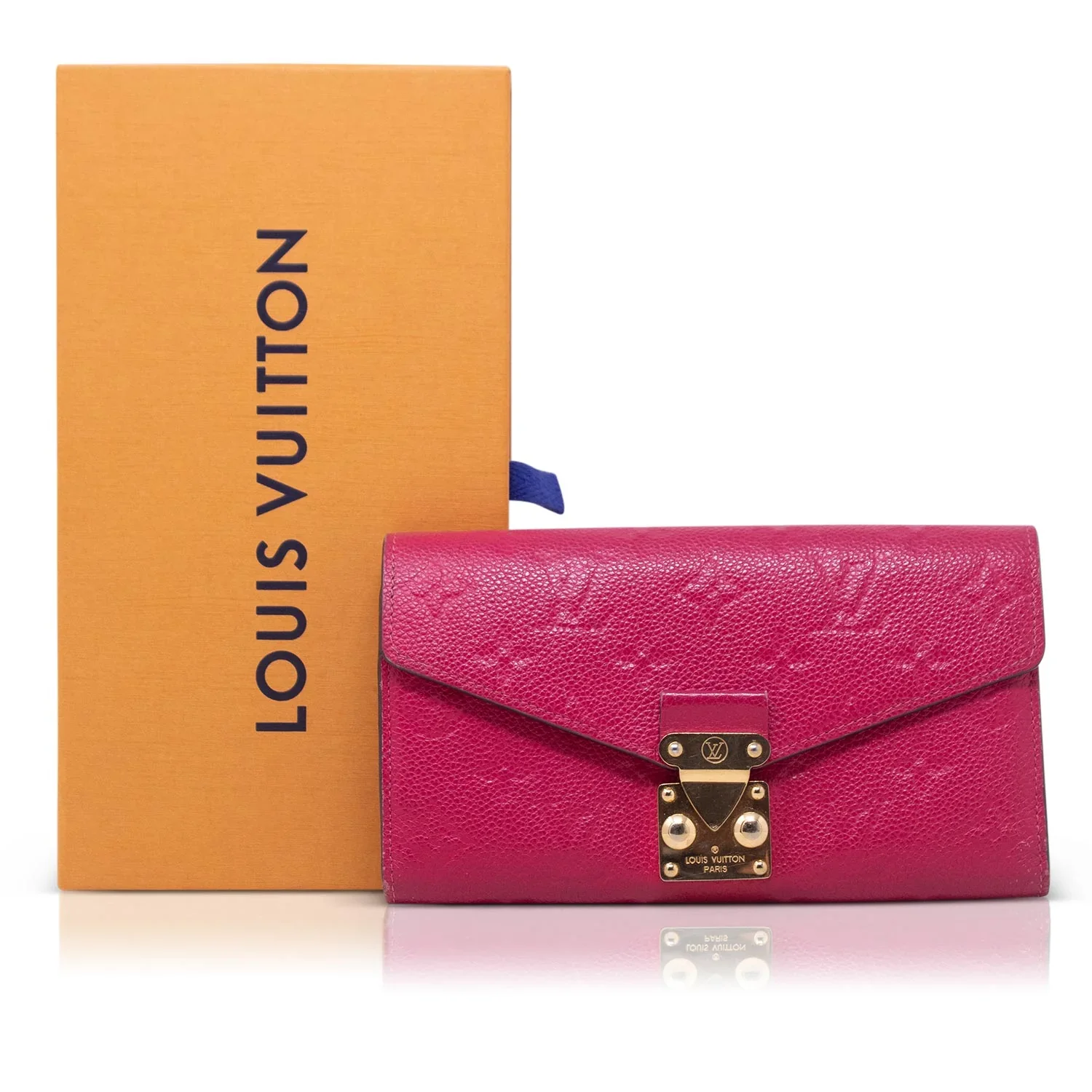 Portafoglio Louis Vuitton in pelle Empreinte fucsia con la sua scatola