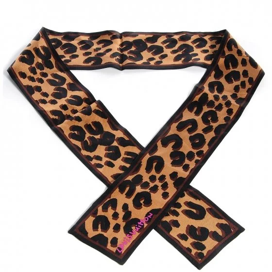 Bandeau Louis Vuitton Stephen Sprouse in seta leopardata marrone e nera