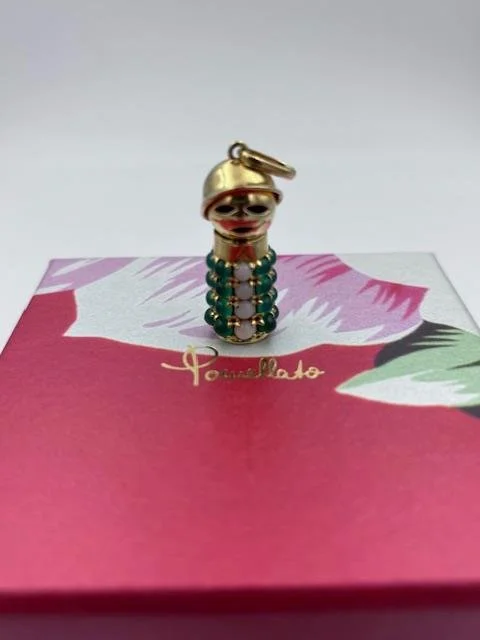 Ciondolo Pomellato a forma di pagliaccio in oro con smalto verde