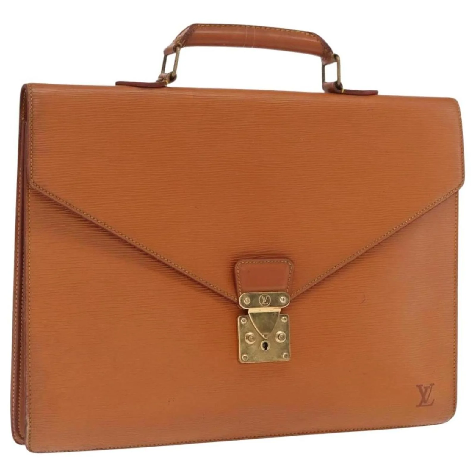 Cartella Louis Vuitton in pelle Epi color cuoio