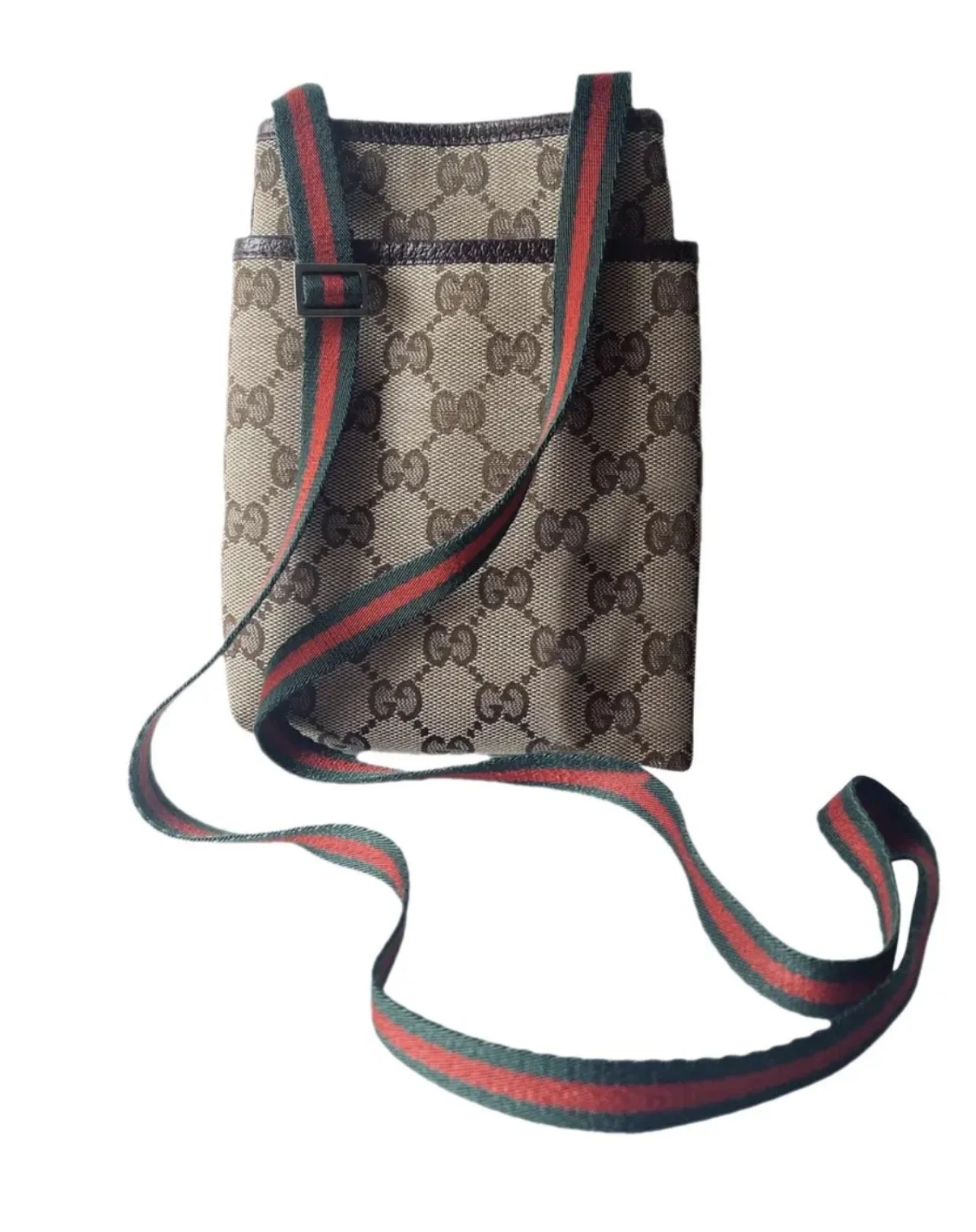 Borsello a tracolla Gucci in tela GG con tracolla rossa e verde
