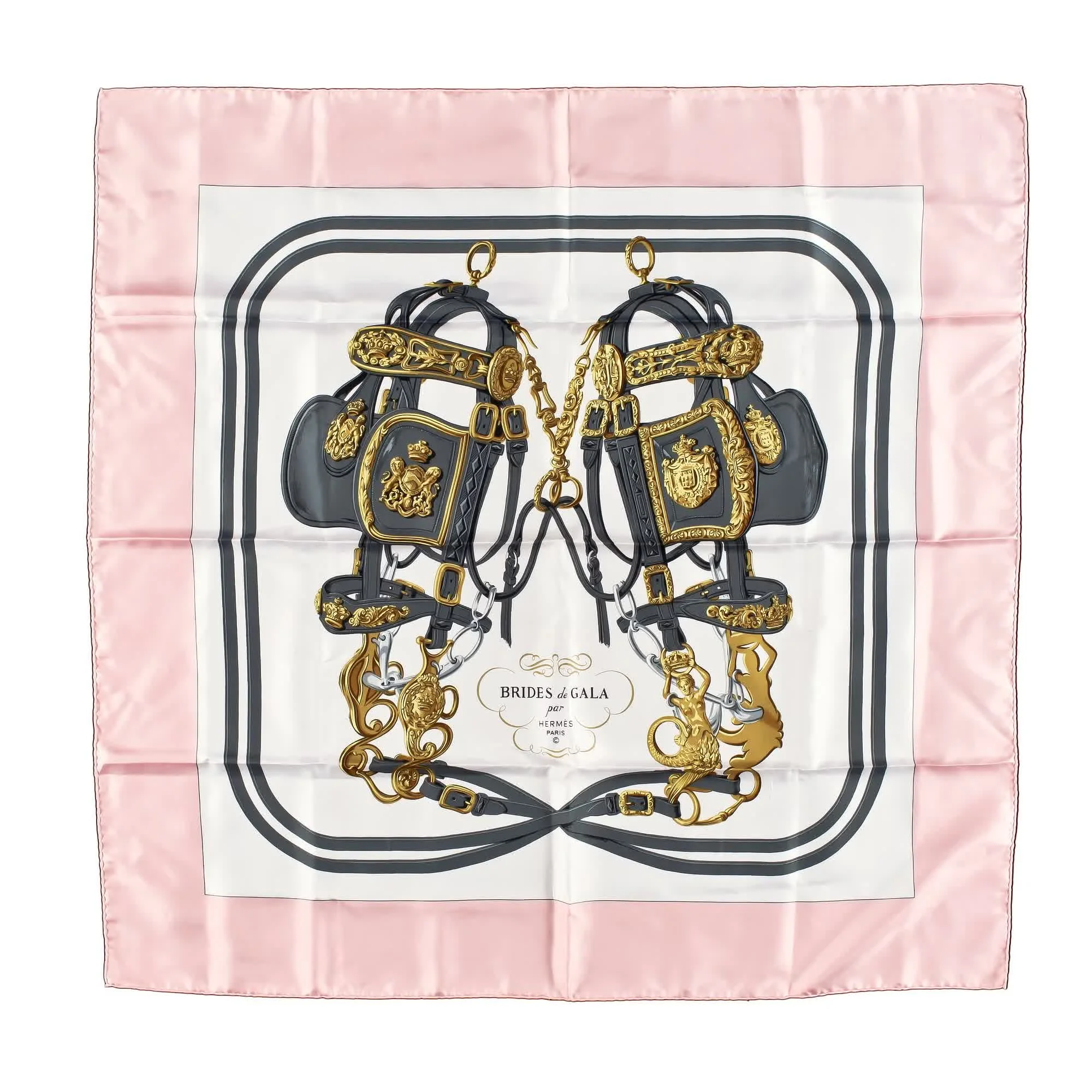 Foulard Hermès Brides de Gala su fondo rosa